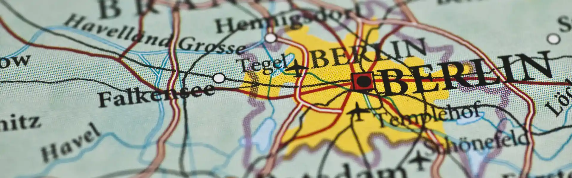 Landkarte mit Berlin im Mittelpunkt
